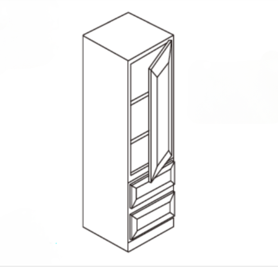 Tall cabinet with shelves and drawers.